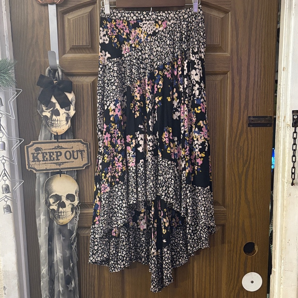 Asymmetrical Floral Skirt By Angie